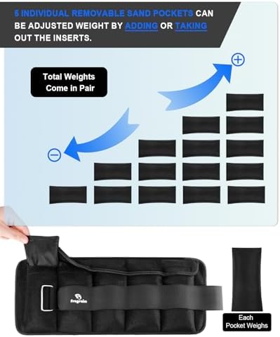 Fragraim Adjustable Ankle Weights 1-3/4/5/6/8/10/12/15/20 LBS Pair with Removable Weight for Jogging, Gymnastics, Aerobics, Physical Therapy
