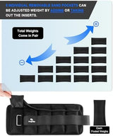 Fragraim Adjustable Ankle Weights 1-3/4/5/6/8/10/12/15/20 LBS Pair with Removable Weight for Jogging, Gymnastics, Aerobics, Physical Therapy