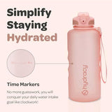 Hydracy Water Bottle with Time Marker -Large BPA Free Water Bottle & No Sweat Sleeve -Leak Proof Gym Bottle with Fruit Infuser Strainer & Times to Drink -Ideal for Fitness Sports & Outdoors