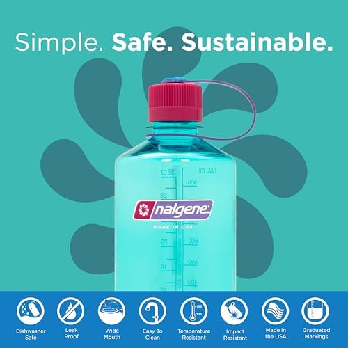 Nalgene Sustain Tritan BPA-Free Water Bottle Made with Material Derived from 50% Plastic Waste (using ISCC certified mass balance), 32 OZ, Narrow Mouth, Surfer