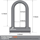 Sportneer Bike Lock - Heavy Duty Anti Theft Bike U Lock with 5ft Security Steel Cable - 17mm Shackle Bicycle U-Locks with Keys & Sturdy Mounting Bracket for Road, Mountain, Electric Bike, Grey