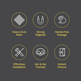 Hands-Free Magnetic Screen Door, Heavy Duty, Self Sealing Screen Door Mesh Protector, Pet and Kid-Friendly, Stay-Open Buckle, Keeps Bugs Out While Letting Nature in, Fits Door Size (36" x 96")