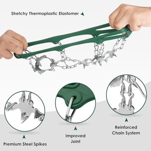 Crampons Ice Cleats Traction Snow Grips for Boots Shoes Women Men Anti Slip 19 Stainless Steel Spikes Safe Protect for Hiking Fishing Walking Climbing Mountaineering