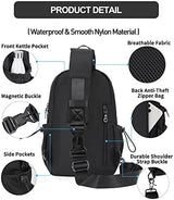 SEAFEW Black Sling Crossbody Bag for Men Women, Tactical Backpack Shoulder Daypack Mini Anti-Theft Cross Body Motorcycle Chest Bags, Small One Strap Fanny Back Pack for Casual Travel Hiking Sport Gym
