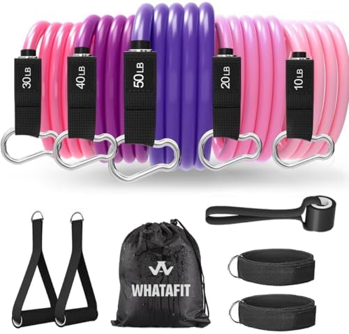 WHATAFIT Resistance Bands, Exercise Bands，Resistance Bands for Working Out, Work Out Bands with Handles for Men and Women Fitness, Strength Training Home Gym Equipment
