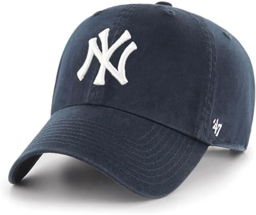 47 Brand MLB Team Color Home Primary Logo Clean Up Adjustable Baseball Cap Hat, Adult One Size Fits All