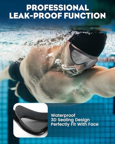 Rantizon Swim Goggles 2 Pack, Wide View Anti Fog&UV Swimming Goggles for Audlt, No Leaking Pool Accessories for Men Women Kid