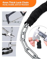 Sportneer Bike Lock: 5 Digit Combination High Security Anti Theft Bike Chain Lock - 3.2/3.6/4ft Heavy Duty Keyless Bicycle Lock for Bike, Motorcycle, Scooter, Door & Gate - 4/6mm Thick, Easy to Use