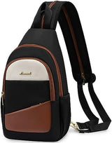 LOVEVOOK Sling Bag for Women, Convertible Sling Backpack, Small Water-resistant Daypack, Travel Chest Bag, Black, Brown, Beige