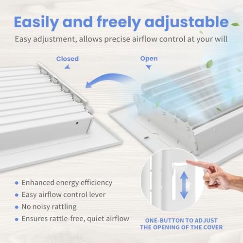 10 x 4 Inch [Duct Opening] Air Vent Covers for Wall or Ceiling - High Airflow 2 Way Steel Ventilation - Adjustable Wall/Ceiling Register, 11-3/4 Inch x 5-3/4 Inch [Overall Dimensions]