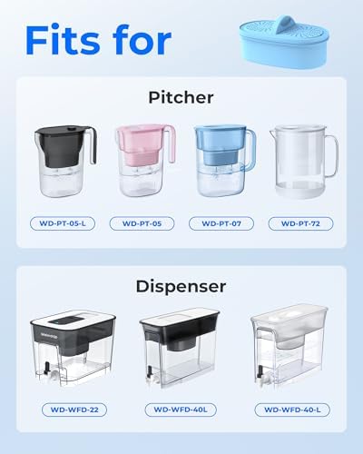 [Original] Waterdrop Alkaline Water Filter Replacement for All Waterdrop Pitcher and Dispenser Filtration System, Increase PH, Improved Coffee Taste, Last Up to 2 Months or 100 Gallons (Pack of 3)