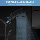 Dual Handheld Shower Head Combo, 2-in-1 Rain Shower Heads System 8 Inch Rainfall Shower Head and 10 Modes High Pressure Hand Held Showerhead with Built-in Power Wash