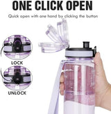OLDLEY Water Bottle, 32oz Motivational Sports Water Bottle with Time Marker - Times to Drink - Tritan, BPA Free, Wide Mouth Leakproof,Amethyst (1 Bottle)