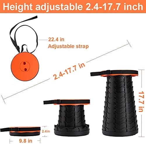 Fishboy Upgraded Collapsible Stool, 400lbs Max Weight, Lightweight But Sturdy, Portable Retractable Folding Telescoping Foldable Camping Stool for Adults Outdoor Fishing Hiking Gardening Travel BBQ