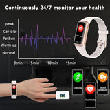 Fitness Tracker with 24/7 Heart Rate Sleep Blood Oxygen Monitor,IP68 Waterproof Smart Watch,1.10''AMOLED Touch Color Screen,Step Counter Health Activity Trackers for Women Men