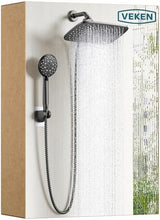 Veken 11.8 Inch Rain Shower Head with Handheld- High Pressure Dual Shower Heads with 5 Modes Handheld Spray Combo- Wide Rainfall Showerhead with Hose, Bathroom Accessories, Matte Black