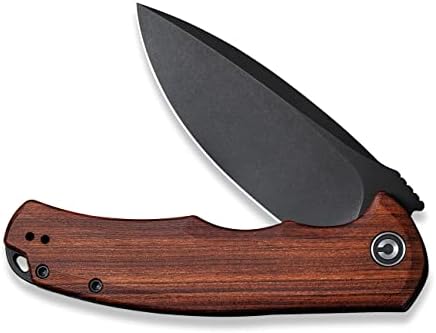 CIVIVI Folding Pocket Knife- Praxis Flipper Liner Lock Knife, 3.75" Black Stonewashed Blade with Cuibourtia Wood Handles, Reversible Clip for Everyday Carry Outdoor Use C803H