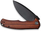 CIVIVI Folding Pocket Knife- Praxis Flipper Liner Lock Knife, 3.75" Black Stonewashed Blade with Cuibourtia Wood Handles, Reversible Clip for Everyday Carry Outdoor Use C803H