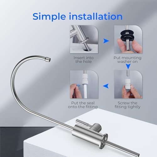 Waterdrop Filtered Water Faucet, Drinking Water Faucet, Reverse Osmosis Faucet, RO Faucet, RO Water Faucet, Water Filter Faucet for Kitchen Sink, Water Dispenser Faucet, Stainless Steel, Lead-Free