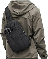 SEAFEW Black Sling Crossbody Bag for Men Women, Tactical Backpack Shoulder Daypack Mini Anti-Theft Cross Body Motorcycle Chest Bags, Small One Strap Fanny Back Pack for Casual Travel Hiking Sport Gym
