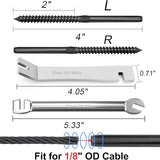 Steel DN Mate 100 Pack Black T316 Stainless Steel Left&Right Handed Thread Swage Lag Screws for Wood Post of 1/8" Black Cable Railing Kit, Deck/Stair Railing DIY Baluster Kit, Wrench Included