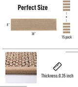 PADOOR Non Slip Stair-Treads,Rubber Backing Stair-Runners for Wooden Steps,15PCS Residue Free Carpet Stair Treads for Kids and Dogs 8"x30" Beige