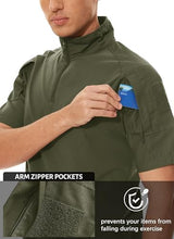 MAGCOMSEN Men's Tactical Military Shirts 1/4 Zip Short Sleeve Slim Fit Camo Shirt