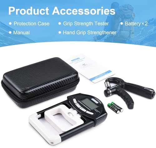 Handeful Grip Strength Tester Trainer - Dynamometer Handgrip Measurer Meter, Handheld Strengthener Exerciser for Sports, School, and Home Use (198Lbs / 90Kgs)