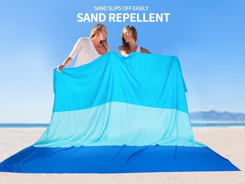 Beach Blanket Waterproof Sandproof Beach Mat 79" X 83" /10'x9'for 2-8 Adults Quick Drying Outdoor Picnic Mat Beach Accessories for Travel, Camping, Hiking