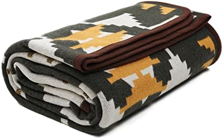 ACUSHLA Merino Wool Camp Blanket - Warm Thick Washable Large Outdoor Camping Sleeping Throw Blanket All Weather Aztec Style 63''X79''