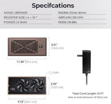 Quiet Register Booster Fan Fits 4" x 10" Register Holes, 10-Speed Smart Heating Cooling AC Vent Fan with Remote Control and Thermostat Control - Bronze