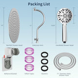 Hibbent All Metal Shower Head, 10'' High Pressure Rainfall Shower Head/Handheld Showerhead Combo with 12'' Adjustable Curved Shower Extension Arm, 7-Spray, 71'' Shower Hose, Shower Head Holder, Chrome