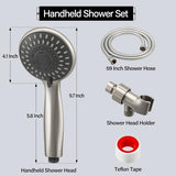 Briout Shower Head with Handheld, 5-Settings Showerhead High Pressure Powerful Water Spray Shower Head Set with 59 Inch Stainless Steel Hose and Bracket, Brushed Nickel