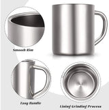 Cunhill 4 Set 10oz/300ml Stainless Steel Coffee Mug with Handle Metal Double Walled Cups Camping Mug Dishwasher Safe Tea Cups for Home Camping Travel Outdoors RV Keep Drinks Hot