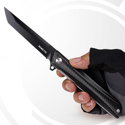 Pocket Knife GD22K, Flipper Open 3.6" D2 Steel Tanto Folding knife with Durable G10 Handle,Men Women Everyday Carry EDC Knife,Sharp Camping Hiking Daily Work Knives