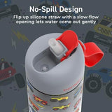 Bentgo Kids Water Bottle - Leak-Proof, Durable Tritan, BPA-Free 15 oz. Cup for Kids/Toddlers Ages 3+, Safe Sip Spout, Carrying Handle, & Dishwasher Safe for School, Sports, Daycare & Camp (Trucks)