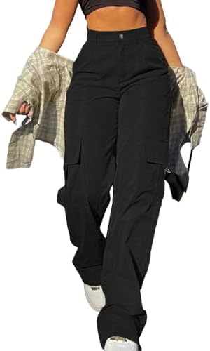 Cargo Pants for Women High Waisted Casual Pants Work Pants Baggy Stretchy Wide Leg Y2K Streetwear with Pockets