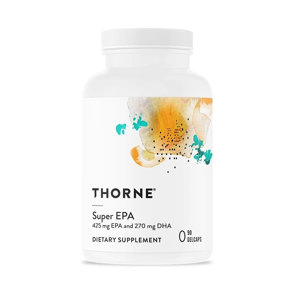 THORNE - Super EPA - Omega-3 Fatty Acids EPA 425mg & DHA 270mg Supplement - Support Brain, Cardiovascular, Joints & Skin* - Gluten, Dairy & Soy-Free - 90 Gelcaps