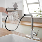 Kitchen Faucets with Pull Down Sprayer,Waterfall Kitchen Sink Faucet,Commercial Utility Stainless Steel Kitchen Faucets,Single Handle Kitchen Sink Faucet with Pull Down Sprayer for 3 Function