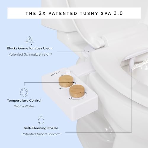 TUSHY 3.0 Spa Bidet Attachment. Cool to Warm Water. It's Time to Replace Toilet Paper, Fresh Water Spray (Requires Sink Access for Optional Temperature Control), Bamboo