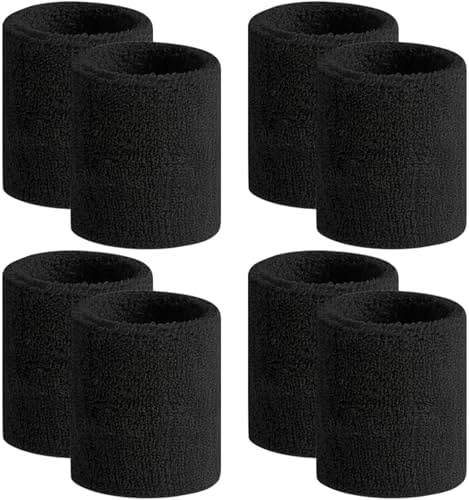 BEACE Sweatbands Sports Wristband for Men & Women -8pcs Moisture Wicking Athletic Cotton Terry Cloth Sweatband for Tennis, Basketball, Running, Gym, Working Out