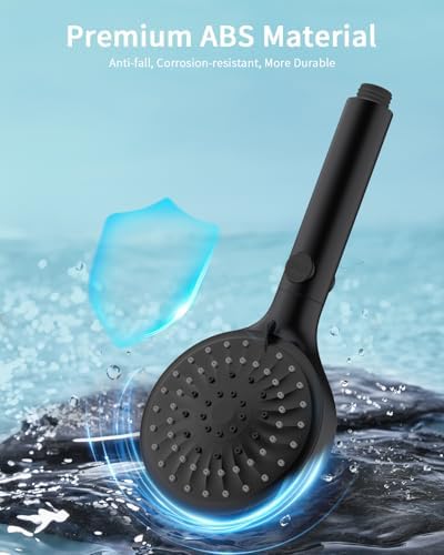 Shower Head with Handheld, High Pressure Handheld Shower Head with 80" Extra Long Stainless Steel Hose & Adjustable Bracket, Showerhead with ON/OFF Switch, Black