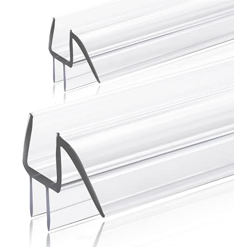 2-Pack Ultra Clear Shower Door Bottom Seal (1/4'' X 39'', Polycarbonate) Frameless Glass Shower Door Seal Strip Shower Door Sweep - Stop Shower Leaks and Create a Water Barrier