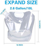 Soddeph Collapsible Water Container Bag, BPA Free Food Grade Clear Plastic Storage Jug for Sport Camping Riding Mountaineer,Freezable, Food Grade (4-pack-2.6 Gal)