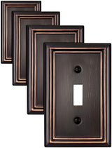 4-Pack Single Toggle Wall Plate, Decorative Aged Bronze Light Switch Cover, Metal Switch Plate Cover, 3.15''*4.88'', Midsize