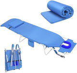 3 in 1 Women Comfort Backpack Tanning Beach Chair with Face Hole & Cushion | Portable Folding Lounge Sun Chair for Adult Outside Reading Sunbathing Poolside Camping | Reclining 6 Position | Royal Blue