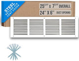 Fits 24x6 Duct Opening | Steel Return Air Grille by Handua | Vent Cover Grill for Sidewall and Ceiling | White | HVAC Cold Air Intake Grille | Outer Dimensions: 25.75"W X 7.75"H