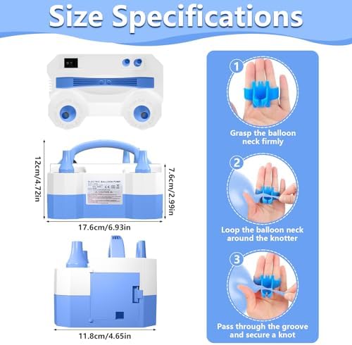 SINBEE Balloon Pump, Balloon Pump Electric, Portable Dual Nozzle Electric Blower Air Pump Inflator for Party Decoration. Faster and Save Time