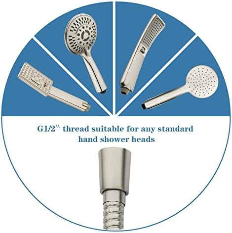 BRIGHT SHOWERS Shower Hose For Hand Held Shower Heads, 96 Inches Cord Extra Long Stainless Steel Hand Shower Hose, Ultra-Flexible Replacement Part with Brass Insert, Brushed Nickel