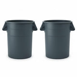 Kleen Commercial Gray Brute 44 Gallon Heavy Duty Round Trash Can/Utility Container/Garbage Container/Landscapers/Construction Sites/Restaurants/Offices/Warehouses, Made in The USA (2 Pack)
